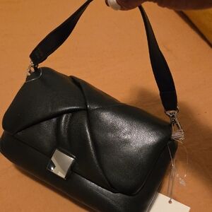 a new day Black Leather Shoulder Bag